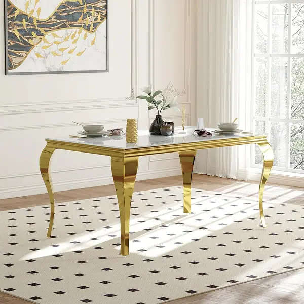 Marble Dining Table - Gold