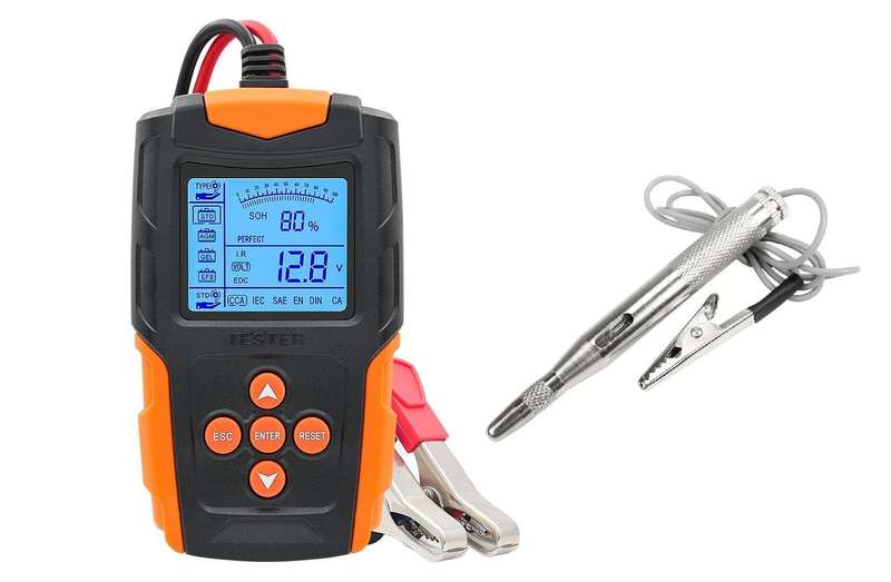 12V 24V Professional Battery Tester CCA Digital Battery Analyzer + DC pen