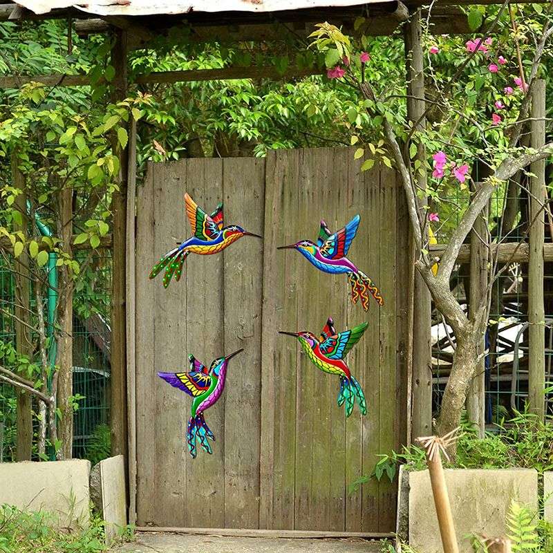 3D Metal Hand-made Hummingbird Wall Sculpture Decor