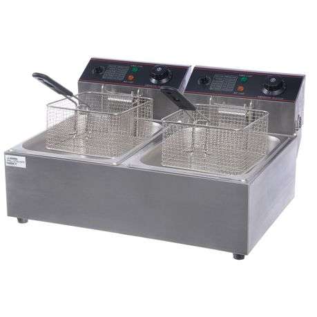 Ideal 6L + 6L Double Pan Deep Fryer Silver with Hanger Rods (PLEASE READ DESCRIPTION)