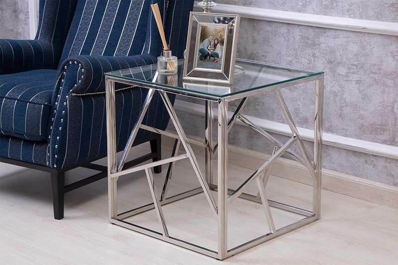 Cyprus Side/ End Table- Grey, Transparent