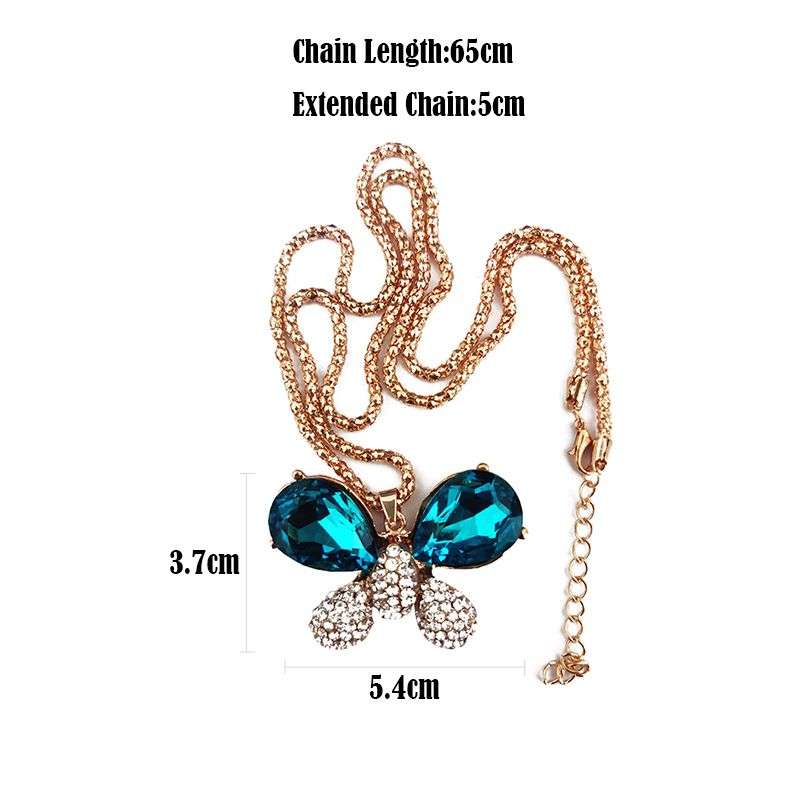 Butterfly Pendant Necklace For Women - Green