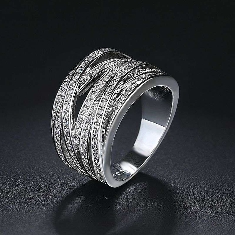 Jacaranda Luxury Crossover Ring Wide Finger Bands For Women - Size9