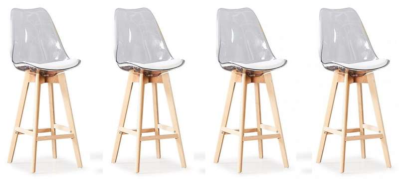 Transparent High Bar stools- Ergonomic & Elegant Design-Transparent White