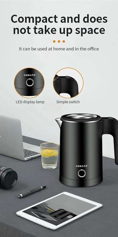 sokany sk-sh 1077 Electric Kettle 0.5 L Black 600 W