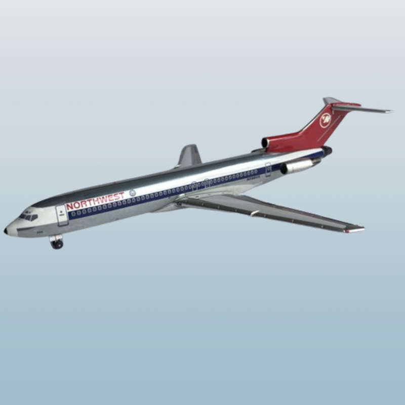 1:400 Scale, Northwest Airlines, Boeing 727, Diecast Alloy Display Model