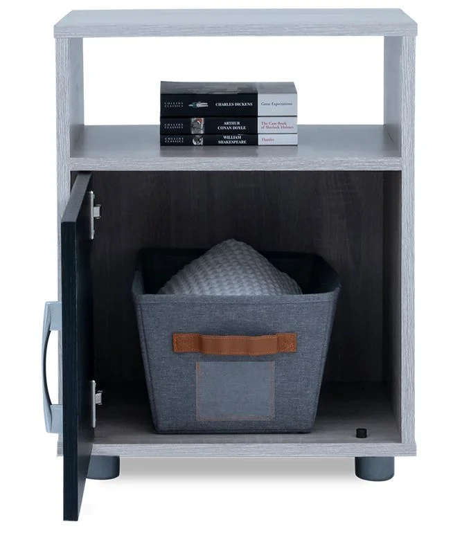 Modern Pedestal/Nightstand - 1-Drawer and 1-Shelf - Brown, Black
