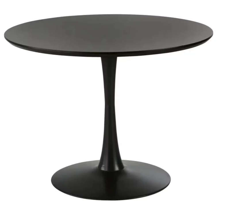 Round Dinning Table-Black/White - Black