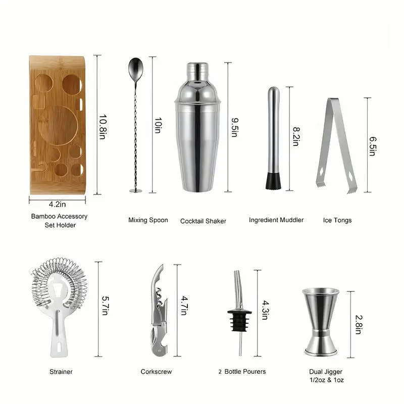 12 - Piece Stainless Steel Cocktail Shaker Bar Set