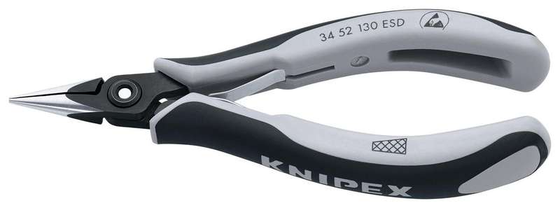 Knipex (34 52 130 ESD) Half-Round Nose Precision Gripping Pliers, 130mm