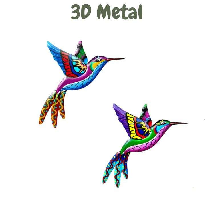 3D Metal Hand-made Hummingbird Wall Sculpture Decor