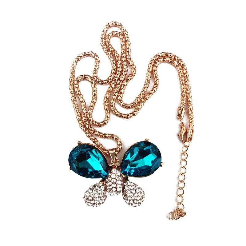 Butterfly Pendant Necklace For Women - Green