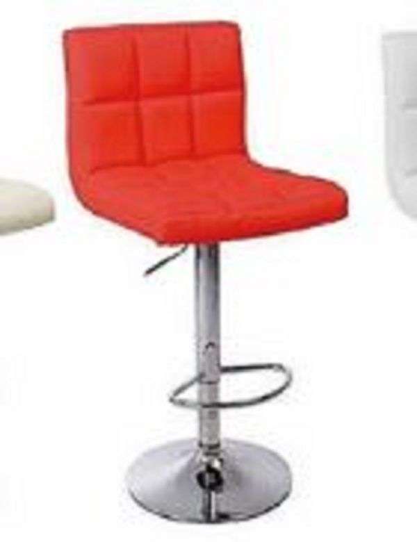 Barstool - Faux Leather High Back Swivel with Gas lift - Red