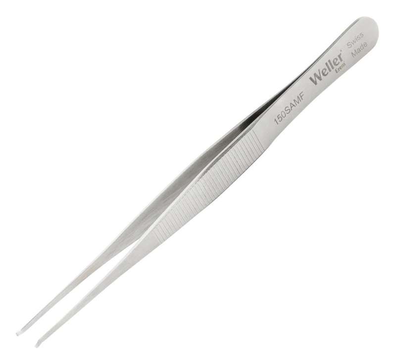 Ideal-Tek (150SAMF) Tweezer, SMD, Straight, Flat, Stainless Steel