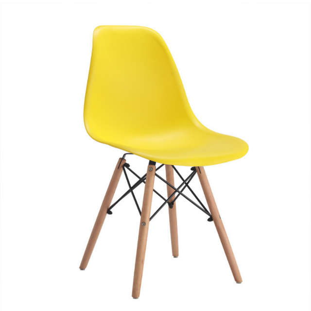 Emmy Wooden Leg Chair - Yellow
