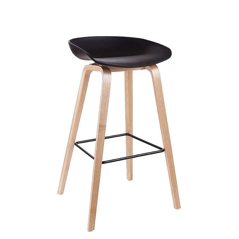 Natural Finish Base Bar Stool - Black
