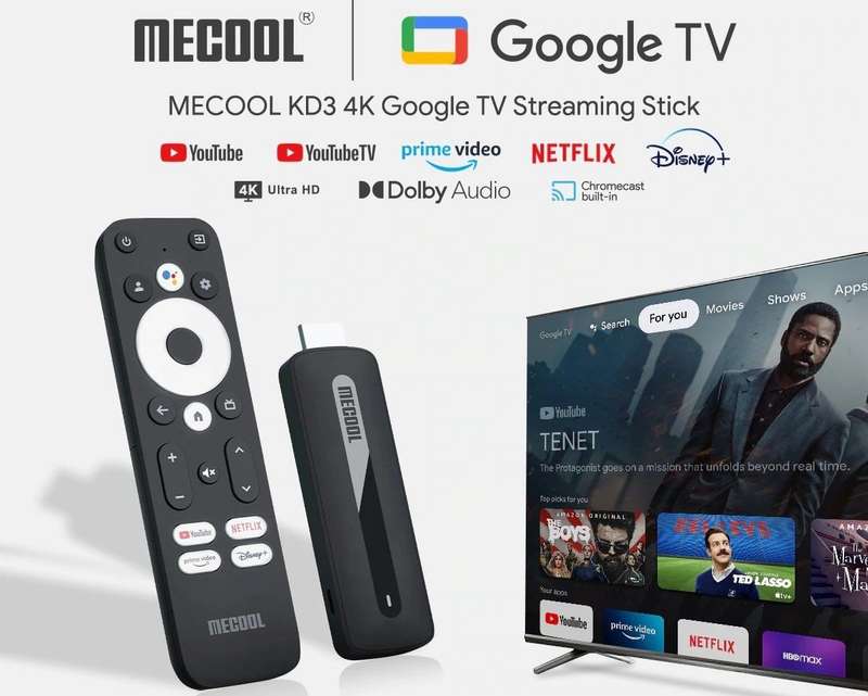 MECOOL KD3 4K Android TV Stick - Google & Netflix Certified TV Box Stick