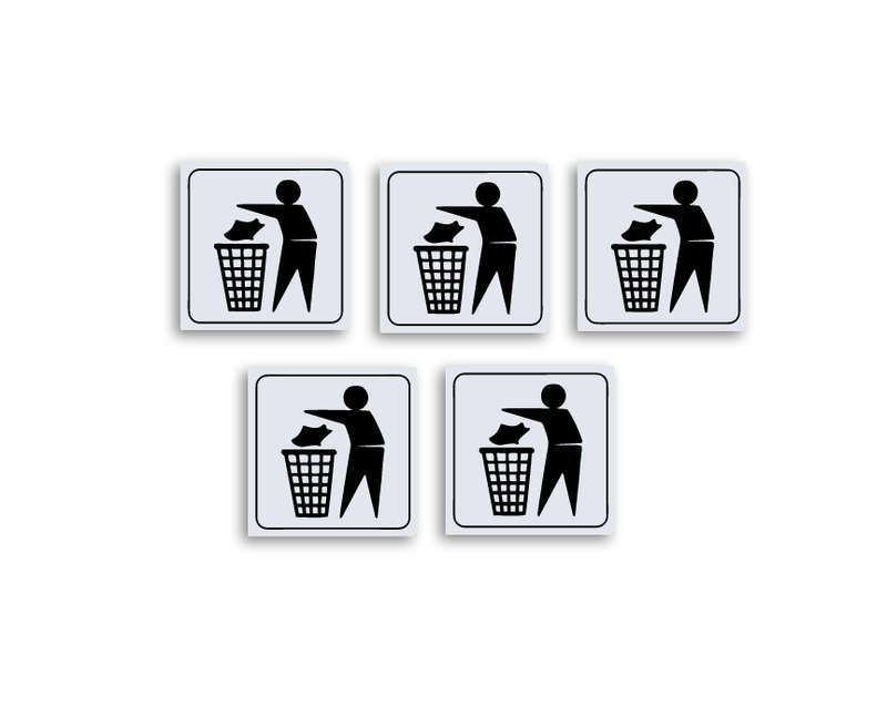 Rubbish Bin Sign Board - Use Bin - Safety Sign - Pack of 5 ABS Sign Board