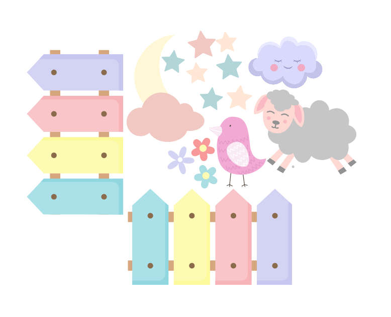 Kids Room Wall Stickers - Vinyl Sticker - Colorful Fence