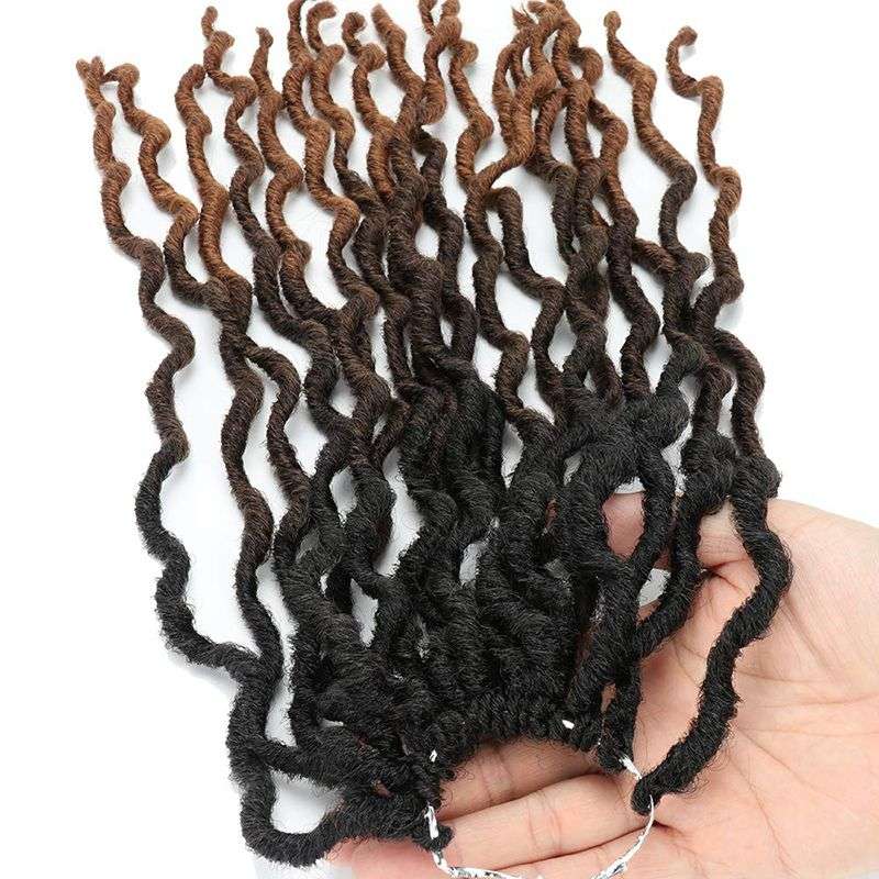 18" Wavy Gypsy Locs Ombre Crochet Hair African Roots Braiding Hair - Black