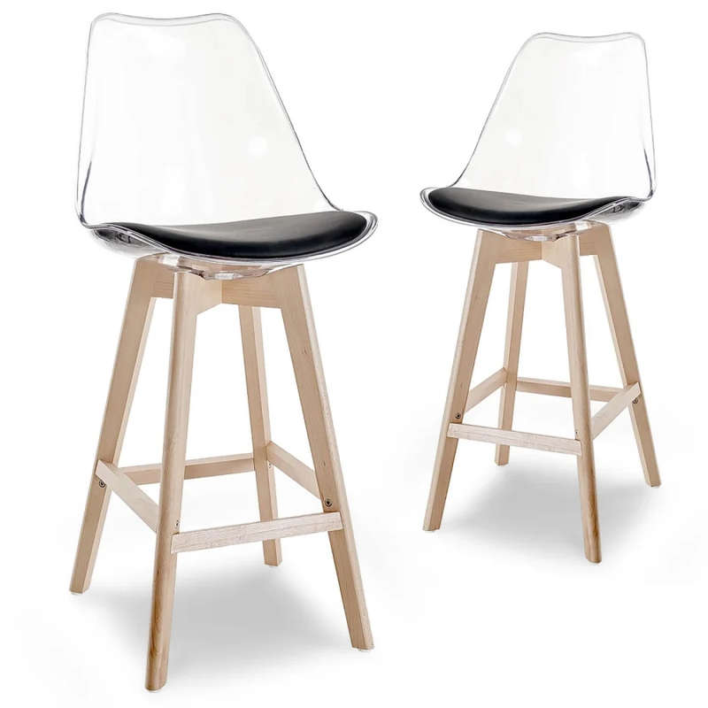 Transparent High Bar stools- Ergonomic & Elegant Design- Transparent Black