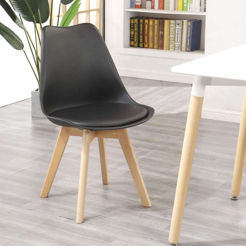 Modern and trendy padded chairs with wooden legs-8 Pack
