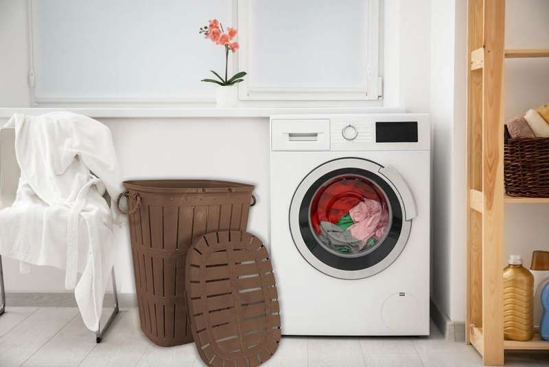 62L Brown Laundry Basket with Rope Handles and Hinged Lid (PLEASE READ DESCRIPTION)