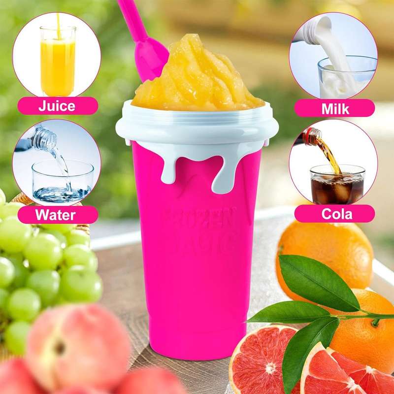 Slushy Frozen Magic Cup, DIY Portable Magic Slushy Squeeze Cup 500ML - Red, White