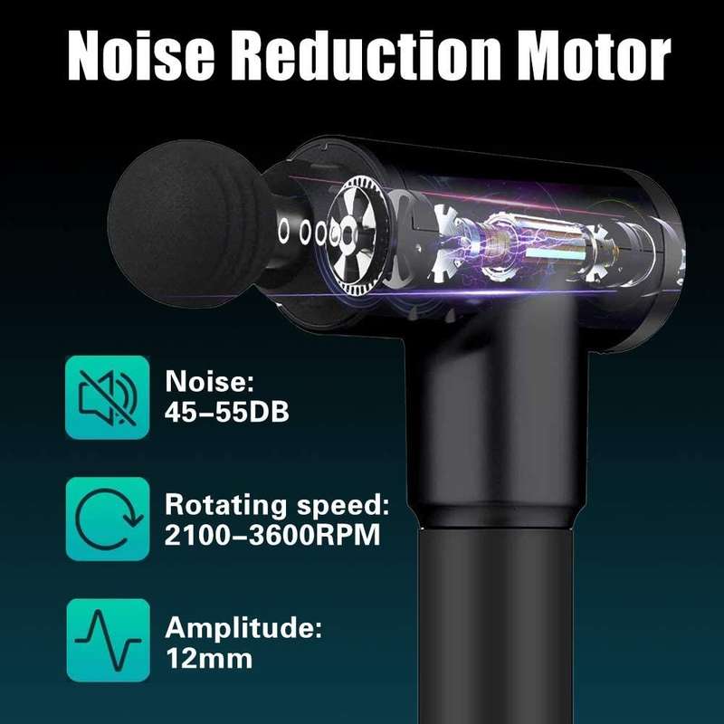 Deep Tissue Massage Gun with 4 Changeable Heads - Black/Silver