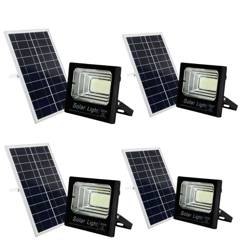 200W LED Solar Flood Light with Remote - Pack of 4