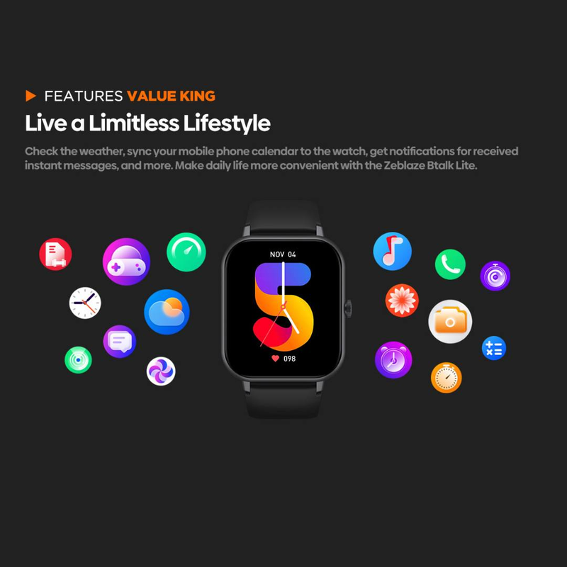 BTALK LITE - IP68 Water Resistant Smart Watch - Black