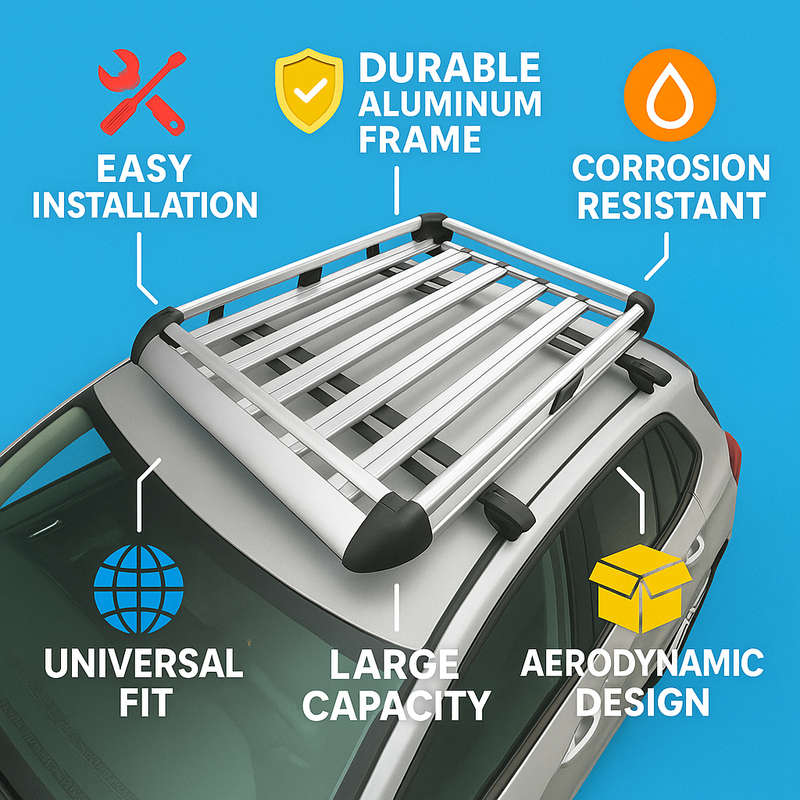 1.6M Roof Cargo Basket - Universal Car Luggage Carrier