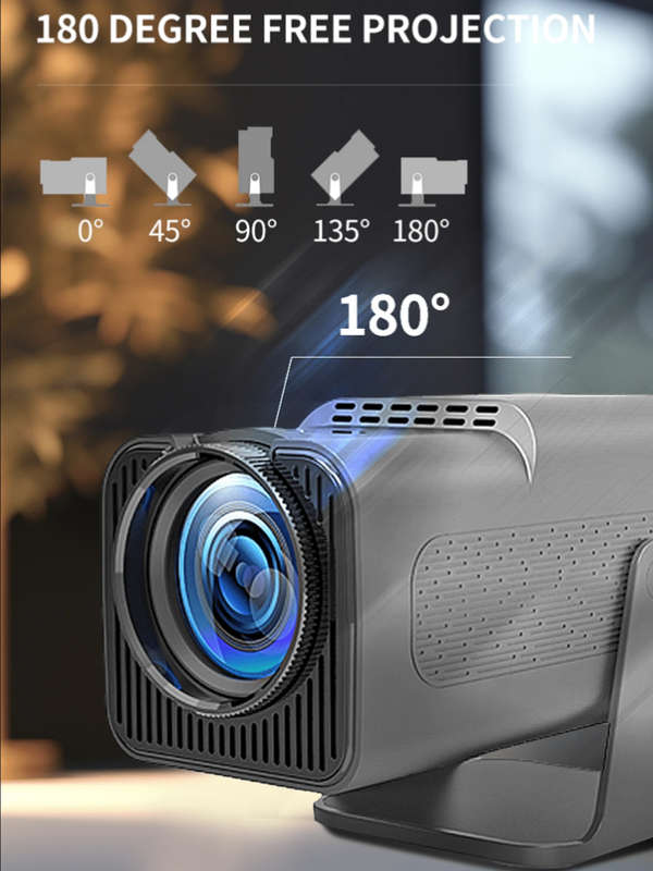 HY320 -180 Rotatable Home Theatre Projector With WiFi 6 Technology -Black