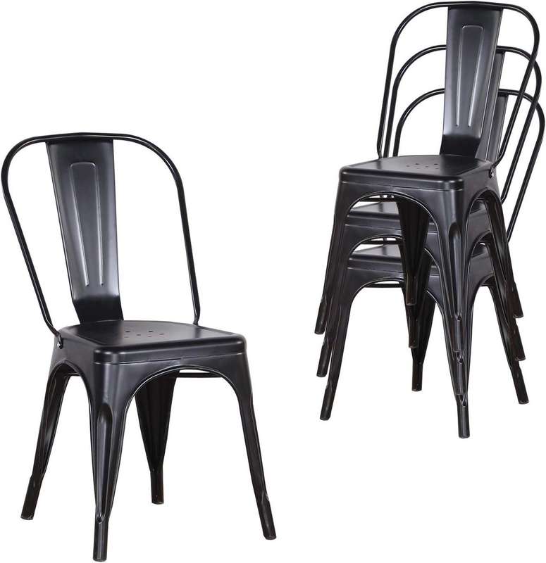 Metal stackable chair outdoor/indoor use-Black