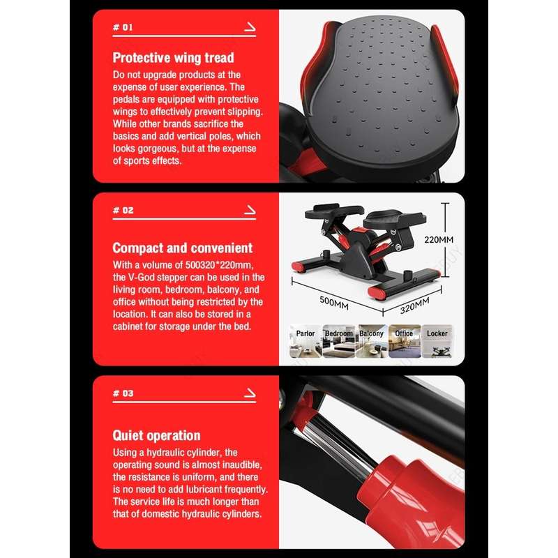V Shape Fitness Stepper Exercising Machine With Resistance Band