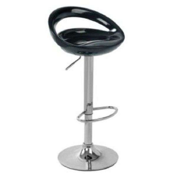 Barstool - Glossy Cutout Barstool with Gear Lift - Black