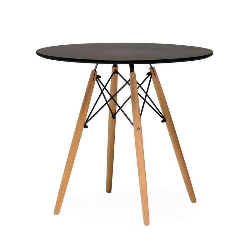Dining Suites - Rounded Table with Three Wooden Leg Chairs - Black Colour