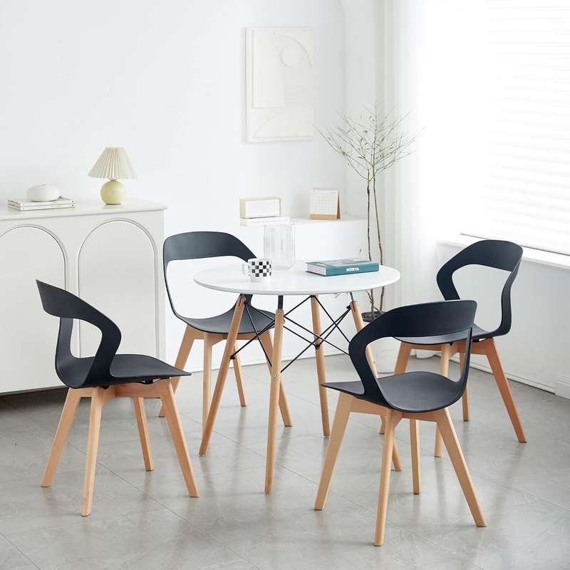 Plastic Kitchen Chairs 4 Pack - Black