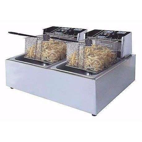 Ideal 6L + 6L Double Pan Deep Fryer Silver with Hanger Rods (PLEASE READ DESCRIPTION)