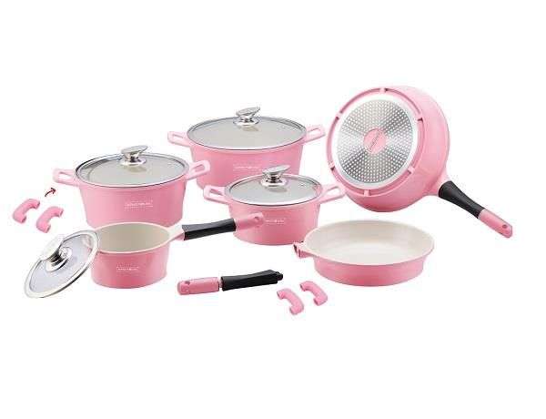 Royalty Line 12 Pieces Marble Coating Cookware Set - Pink (READ THE DESCRIPTION)