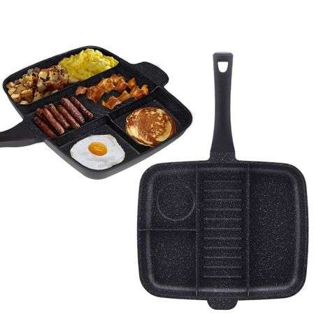 Royalty Line - 32 cm Marble Coating 4-in-1 Grill and Fry Pan - Black (DISPLAY MODEL)