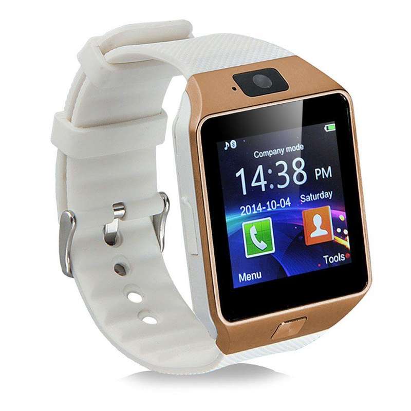 DZ09 Bluetooth Smart Watch with Camera for Android Devices - White & Gold