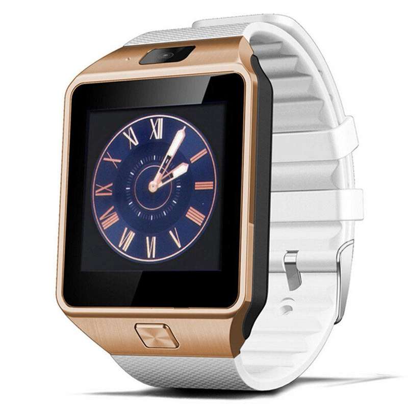 DZ09 Bluetooth Smart Watch with Camera for Android Devices - White & Gold