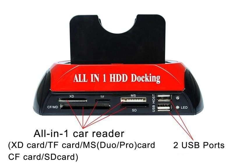 All-in-1 Dual Hard Drive HDD Docking Station with One Touch Backup for 2.5"