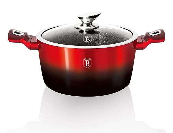 Berlinger Haus - 24 cm Marble Coating Metallic  Line Casserole - Red + Black (READ THE DESCRIPTION)