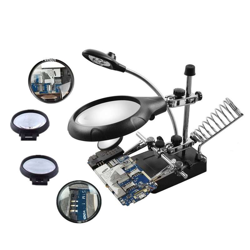 Magnifying Glasses Auxiliary Stand with LED lights