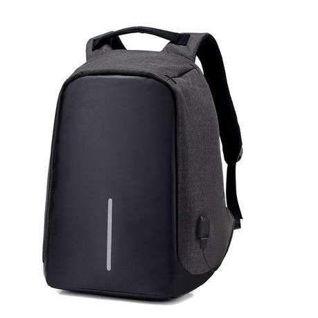Anti theft USB Backpack BLACK