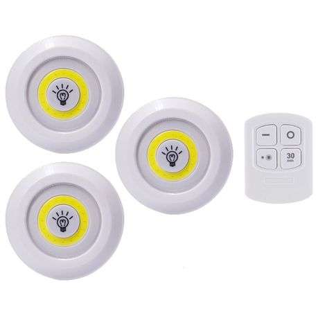 3 Piece Wireless, Adjustable, Multi-fnctional COB LED Light Set with Remote, Dimmer Control Timer