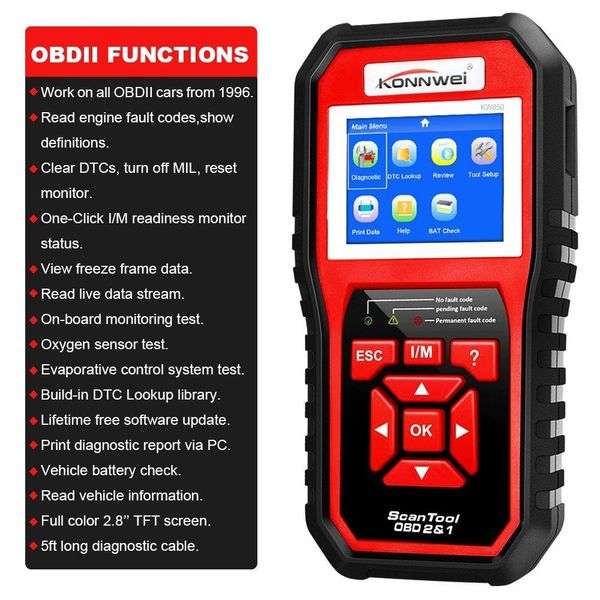 Konnwei KW850 OBD2 Car Diagnostic Scanner Pro Tool