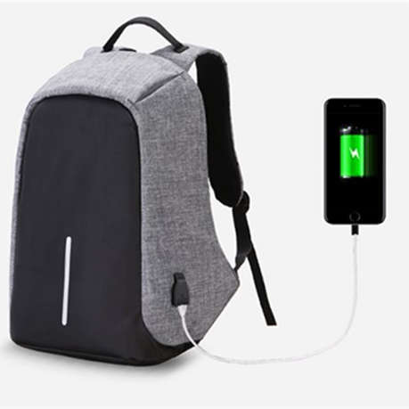 Anti theft USB Backpack GREY